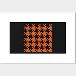 Orange and Navy Houndstooth Posters and Art